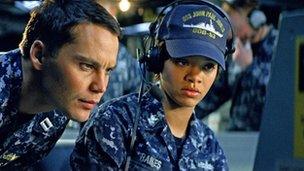 Taylor Kitsch and Rihanna in Battleship