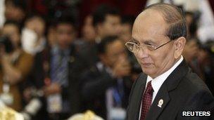 Burmese President Thein Sein, pictured in Cambodia on 3 April 2012