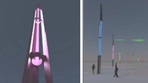 Artist's impression of Veils of Light installation on Weymouth seafront