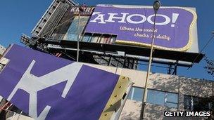 Yahoo billboard being dismantled in California