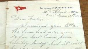 Letter sent from the Titanic by Charles Morgan