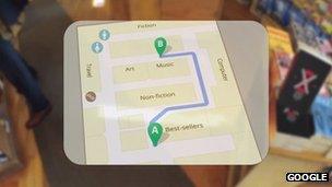 Google glasses shows map of shop