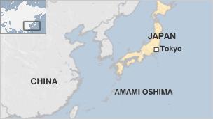 Map showing Japanese Island Amami Oshima