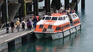 Cruise ship tender in St Peter Port Harbour