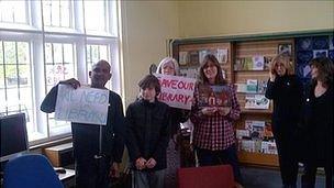 Protesters inside Friern Barnet Library