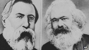 Undated composite photo of Karl Marx (right) and Friedrich Engels (left)