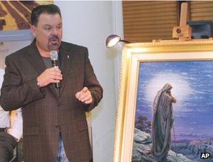 Thomas Kinkade unveils his picture Prayer For Peace in Atlanta, 2006