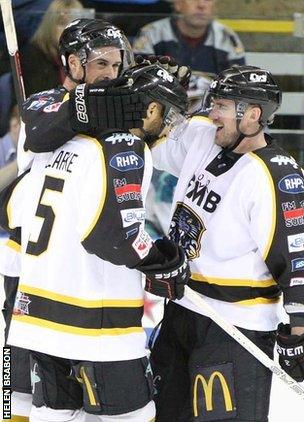 Nottingham Panthers players celebrate