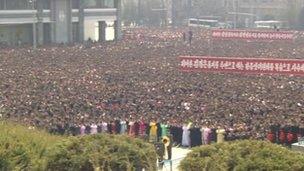 Crowd of North Koreans, Pyongyang 9 April 2012