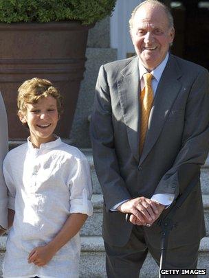 Felipe Juan Froilan (left) with King Juan Carlos in Madrid in August 2011