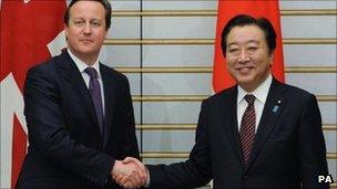 David Cameron meets Japanese PM Yoshihiko Noda