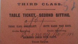 Restaurant card from the Titanic