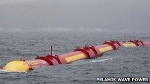 Pelamis wave power device. Pic: Pelamis