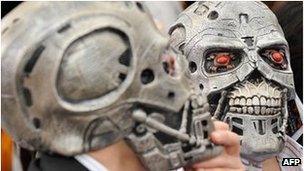 A crowd outside Terminator 4 premier in Tokyo on June 4, 2009