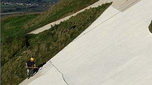 Re-painting Westbury White Horse in 2006