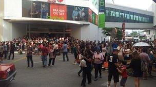 Crowds outside shopping mall, Penang. Photo: Dennis Ng Kah Wai.