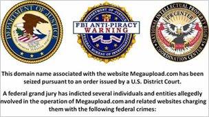 Notice on Megaupload homepage