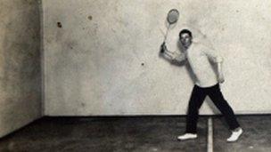 Frederick Wright plays squash on board