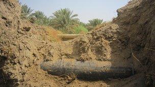 An oil pipeline in Hilla, Iraq