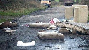 Waste dumped at Syday Lane in Barlborough