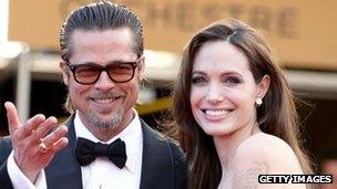 Brad Pitt and Angelina Jolie on the red carpet at the premier of Tree of Life in Cannes, France 16 May 2011