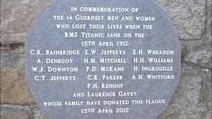 Guernsey Titanic Plaque