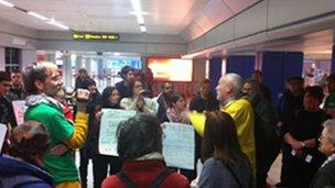 The protest at Manchester airport