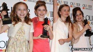 Matilda stars Sophia Kiely, Eleanor Worthington Cox, Kerry Ingram and Cleo Demetriou