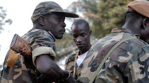 Soldiers in a pickup in Bissau, the capital of Guinea-Bissau