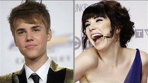 Justin Bieber and Carly Rae Jepsen