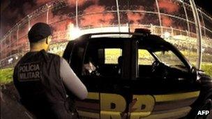 Police officer outside the prison in Aracaju