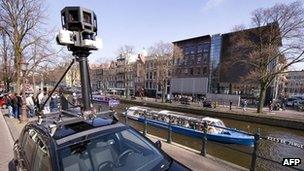 A Google Street View car in Amsterdam