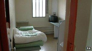 A cell inside Feltham Young Offenders' Institution