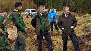 Richard Lochhead with Forestry Commission staff and apprentices