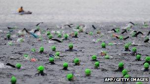 Swimmers at 2011 Great North Swim on Windermere, Cumbria