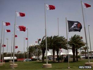 Bahraini flags at the Bahrain International Circuit (18 April 2012)