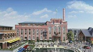 Artist's impression of the Brewery Square development in Dorchester