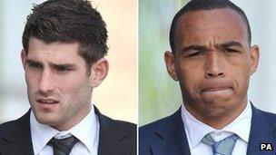 Ched Evans (left) and Clayton McDonald at Caernarfon Crown Court