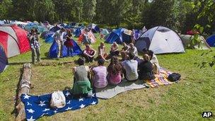 This photo shows young people on the Labour Youth League summer camp on Utoeya island on 21 July 2011 - a day before Breivik's massacre