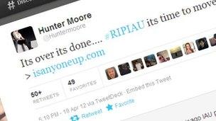 Screenshot of Hunter Moore tweet