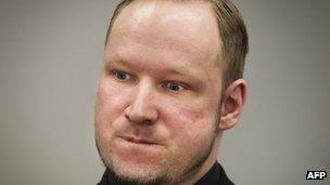 Norwegian anti-Islamic mass killer Anders Behring Breivik in court in Oslo on Friday