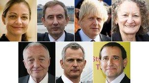 Composite image of all seven mayoral candidates