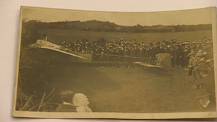 A photo of Corbett Wilson's plane after it landed in Pembrokeshire