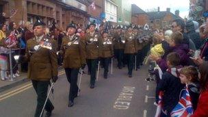 Royal Irish Regiment parade through Market Drayton