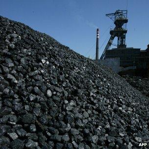 Pile of coal in a Polish mine