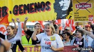 Workers in France protest against austerity measures