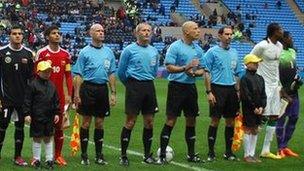 The teams before kick off