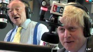 Ken Livingstone and Boris Johnson in a radio studio