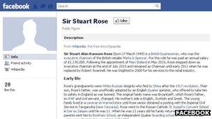 Sir Stuart Rose Facebook page