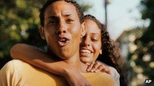 Javier Nunez Florian (l) and Anailin de la Rua de la Torre in a scene from the film Una Noche